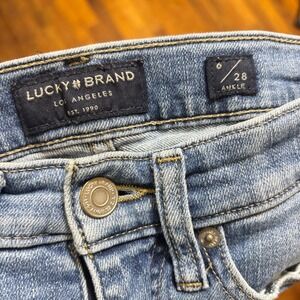 Lucky Brand Womens 6/28 Ankle Jeans Distressed Medium Wash Raw Hem High Rise